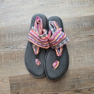 Sanuk Yoga Sling 2 Sandals Womens Black Multi Color Geometric Tribal Print